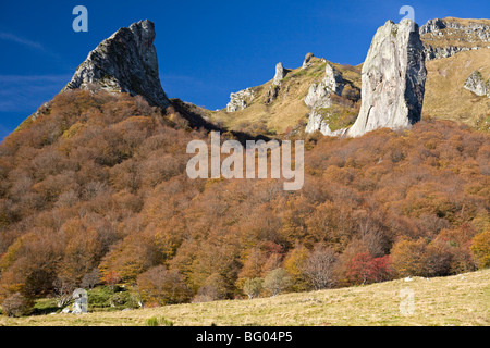 Das Chaudefour-Tal, im Herbst (Puy de Dôme - Auvergne - Frankreich). La Vallée de Chaudefour, En Automne (Puy-de-Dôme - Frankreich). Stockfoto