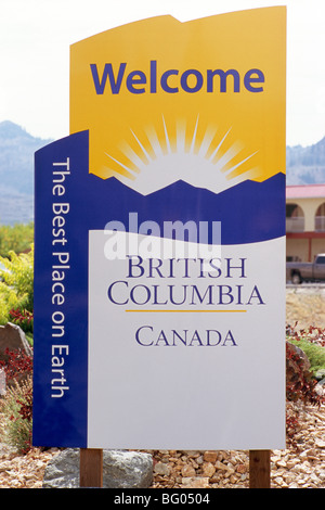 British Columbia, Kanada - Willkommensschild v. Chr. Stockfoto