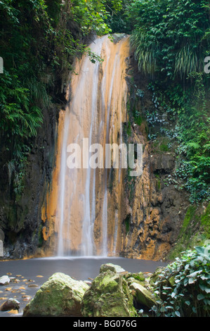 Ein Wasserfall am Diamond Botanical Gardens, St. Lucia, Windward-Inseln, West Indies, Karibik, Mittelamerika Stockfoto