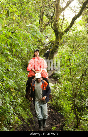 Trekking und Reiten in Richtung der Pacaya Vulkans Gipfel. Nationalpark Vulkan Pacaya. Stockfoto