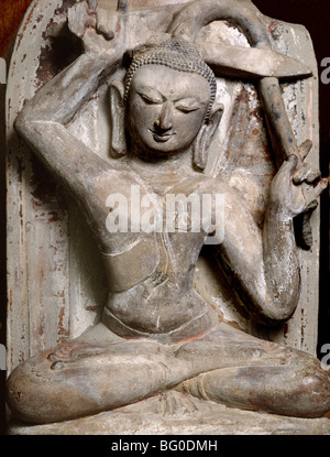 Statue aus dem 11. Jahrhundert n. Chr. von Prinz Siddhartha seine Haare, Bagan Museum, Bagan (Pagan), Myanmar (Burma) Stockfoto