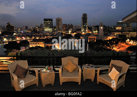 Blick von der Terrasse der Fullerton Hotel in Singapur, Südostasien, Asien Stockfoto