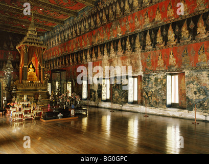 Wandmalereien in der Buddhaisawan Kapelle, Palast von Wang Na, gebaut im Jahre 1795, Teil des Nationalmuseums Bangkok, Bangkok, Thailand Stockfoto