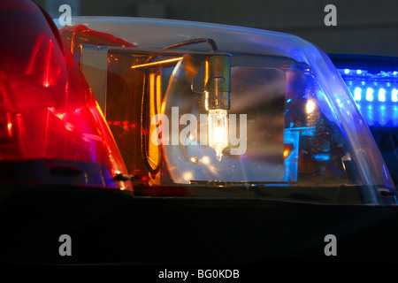 Detail der Polizei Notleuchten hautnah. Stockfoto