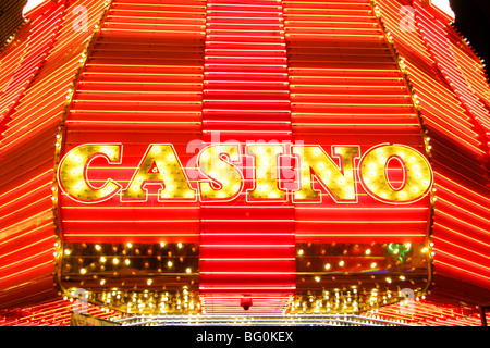 Erleben Sie Casino Leuchtreklame, Freemont Street, Las Vegas, Nevada, USA Stockfoto