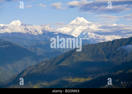 Ansicht des Kanchenjunga, Kangchendzönga Palette, Tashi Aussichtspunkt, Gangtok, Sikkim, Indien, Asien Stockfoto