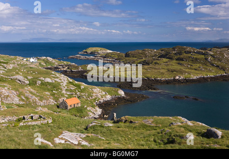 Verlassene Crofts im Township von Manish Isle of Harris, äußeren Hebriden, Schottland, Vereinigtes Königreich, Europa Stockfoto