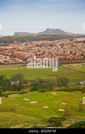 Der Blick über Edinburgh vom Swanston Golfplatz Stockfoto