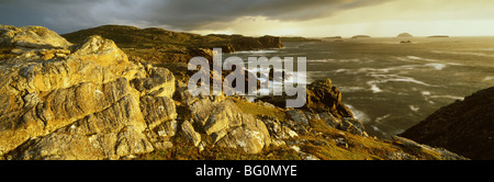 Stürmische Abendlicht an Küste in der Nähe von Carloway, Isle of Lewis, äußeren Hebriden, Schottland, Vereinigtes Königreich, Europa Stockfoto