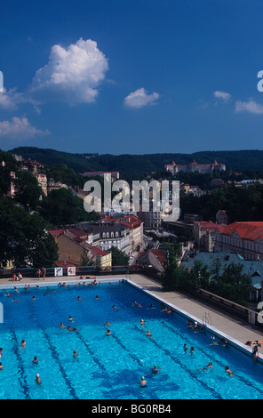 Übersicht von Therme, Karlovy Vary, West-Böhmen, Tschechische Republik, Europa Stockfoto