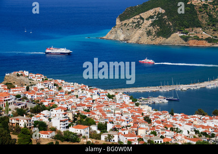 Skopelos-Stadt, Skopelos, Sporaden, griechische Inseln, Griechenland, Europa Stockfoto