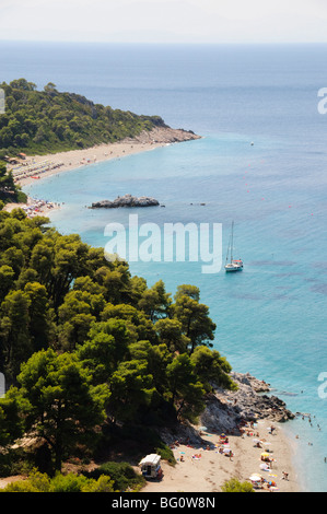 Kastani Beach Vorder- und Milia Beach, Skopelos, Sporaden, griechische Inseln, Griechenland, Europa Stockfoto
