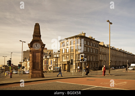 Herz von Midlothian Football Club Memorial clock, Haymarket, Edinburgh Stockfoto