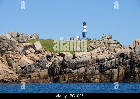 Peninnis Leuchtturm auf St. Marys, Isles of Scilly, Cornwall, Vereinigtes Königreich, Europa Stockfoto