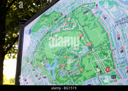 Parkplan, Regents Park, London, England, Vereinigtes Königreich, Europa Stockfoto