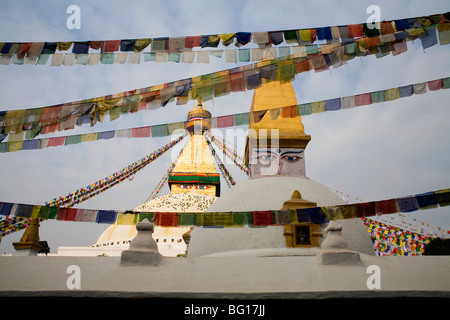 Bodhnath Stupa in Kathmandu, Nepal ist ein UNESCO-Weltkulturerbe und eines der größten Stupas der Welt Stockfoto
