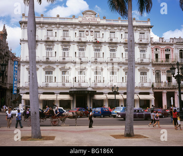 Hotel Inglaterra, Parque Central Havanna Vieja, Kuba, Karibik, Mittelamerika Stockfoto