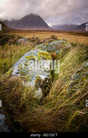 In Richtung Glen Coe und Buachaille Etive Mor, Argyll, Schottland Stockfoto