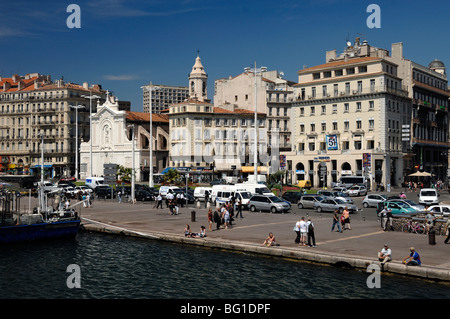 Quai des Belges oder Kai, am unteren Rand der Canebière, "Vieux Port" oder alten Hafen, Marseille oder Marseille, Frankreich Stockfoto