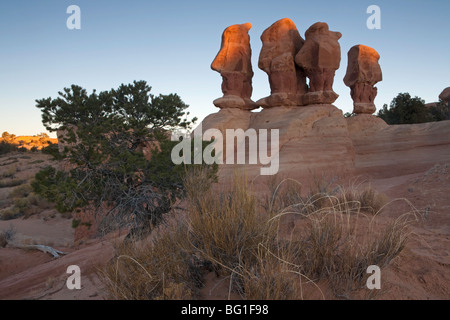 Vier Brüder Hoodoos, Teufels Garden State Park, Utah Stockfoto