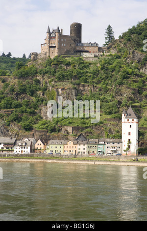 St. Goarshausen entlang dem Rhein, Rheinland-Pfalz, Deutschland, Europa Stockfoto