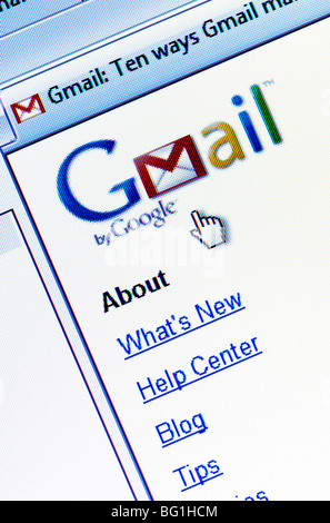 Screenshot der Google Mail-Website (aka Google Mail) - der kostenlosen e-Mail-Dienst ausführen von Internet-Giganten Google. Nur zur redaktionellen Verwendung. Stockfoto