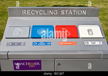 Recycling-Anlagen, University of Manchester, UK. Stockfoto