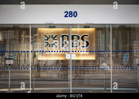 Königliche Bank von Schottland RBS London Hauptbüro Ortseingangsschild in City of London, London, UK Stockfoto