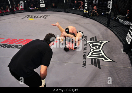 Zwei Käfig-Kämpfer in den Ring während "Käfig-Kriege - Alptraum" Kings Hall, Belfast Stockfoto