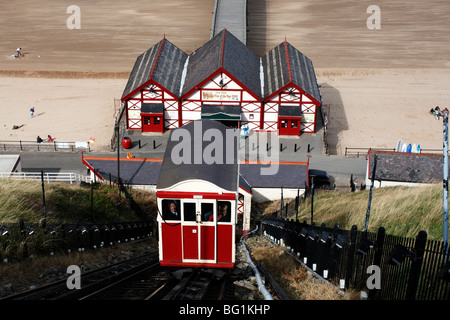 Das Wasser betriebene Standseilbahn Cliff Lift Saltburn-by-the-Sea in Cleveland, England Stockfoto