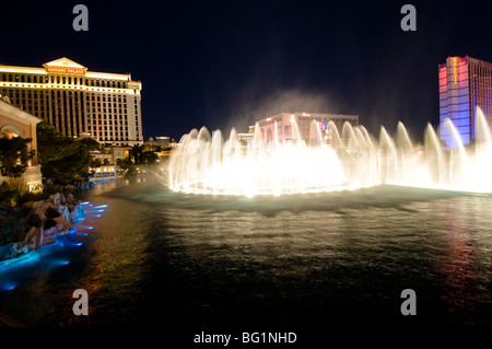 Springbrunnen des Bellagio, Bellagio Hotel, Strip, Las Vegas, Nevada, USA Stockfoto