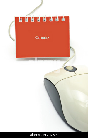 Jahr 2008 Mini Desktop-Kalender und Computer-Maus Stockfoto