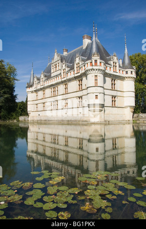 Im 16. Jahrhundert sogar Chateau d'Azay le Rideau, Indre-et-Loire, Loire-Tal, Frankreich Stockfoto