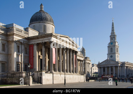 Die National Gallery und St. Martins in den Feldern, Trafalgar Square, London, England, Vereinigtes Königreich, Europa Stockfoto