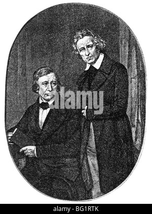 Brüder GRIMM deutsche Akademiker, die Volksmärchen gesammelt und erforscht die deutsche Sprache. Wilhelm Grimm auf der linken Seite und Jakob Stockfoto
