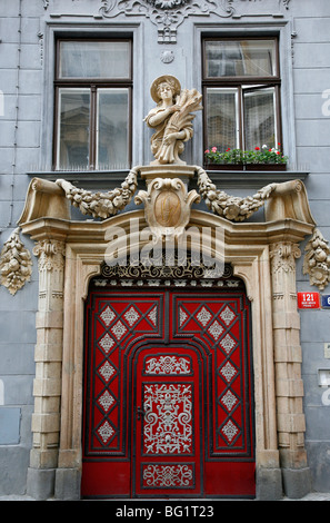 Tür, dekoriert, Nove Mesto, Prag, Tschechische Republik, Europa Stockfoto