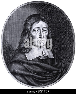 JOHN MILTON - alter englischer Dichter 62 wie von William Faithorne für die Frontespiece von Miltons Geschichte von Großbritannien im Jahre 1670 graviert Stockfoto