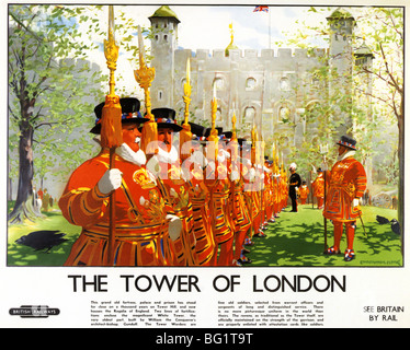 TOWER OF LONDON - 1930er Jahre British Railways Anzeige Stockfoto