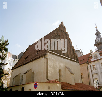 Welt zu reisen. Die alte neue Synagoge in Josefov im alten Prag in der Tschechischen Republik in Osteuropa. Kultur-Geschichte-Traveller-Fernweh Stockfoto