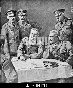 Ersten Weltkrieg zeitgenössische Illustration von Feldmarschall Douglas Haig und britischen Generälen, die Planung der dritten Flandernschlacht. Stockfoto
