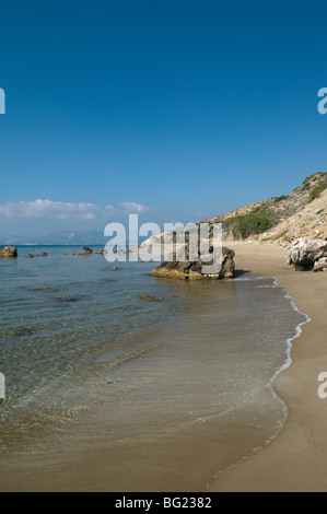 Dafni Strand Zakynthos Blick über den Golf von Laganas. Verschachtelung Bereich die Unechte Karettschildkröte (Caretta Caretta). Stockfoto