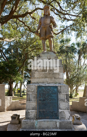 Statue von Juan Ponce de Leon, Brunnen der Jugendpark, St. Augustine, Florida, USA Stockfoto