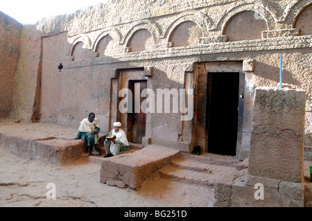 Medhane Alem Kirche Szene, Lalibela, Äthiopien Stockfoto