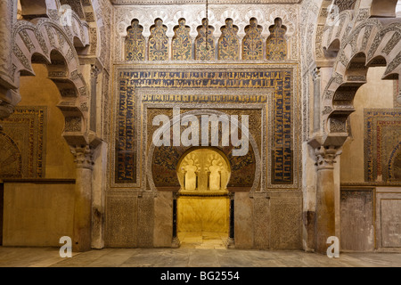 Bucht vor der Mihrab, Mezquita von Córdoba, Andalusien, Spanien Stockfoto