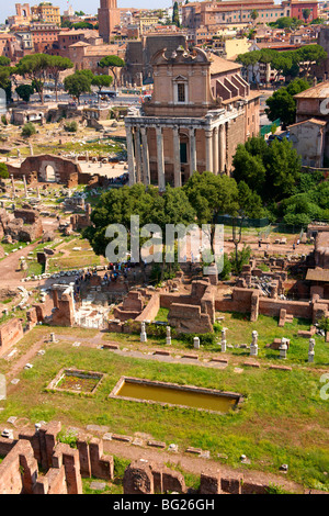 Der Tempel des Antonius und der Faustina. Forum-Rom; Forum-Rom Stockfoto