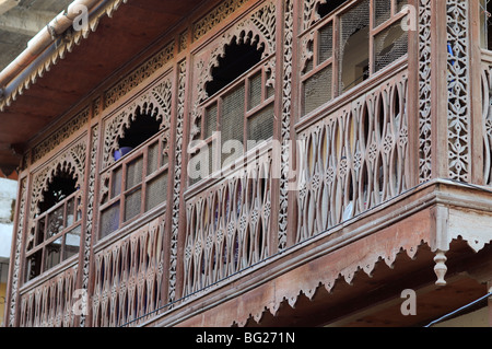 Haus Balkon in Ndia Kuu, Old Town, Mombasa, Kenia Stockfoto