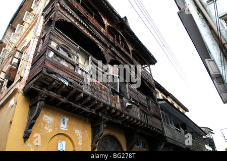 Balkon in Ndia Kuu, Old Town, Mombasa, Kenia Stockfoto