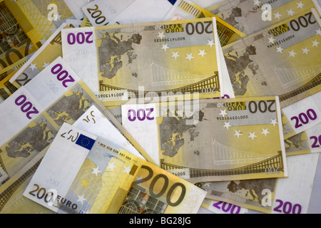 Hintergrund der 200 Euro-Banknoten Stockfoto