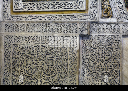 Detail der Steinschnitt Bucht vor Mihrab, Mezquita von Córdoba, Andalusien, Spanien Stockfoto