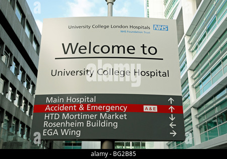 University College London Hospital Zeichen England UK Stockfoto